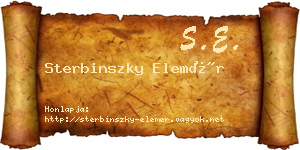 Sterbinszky Elemér névjegykártya